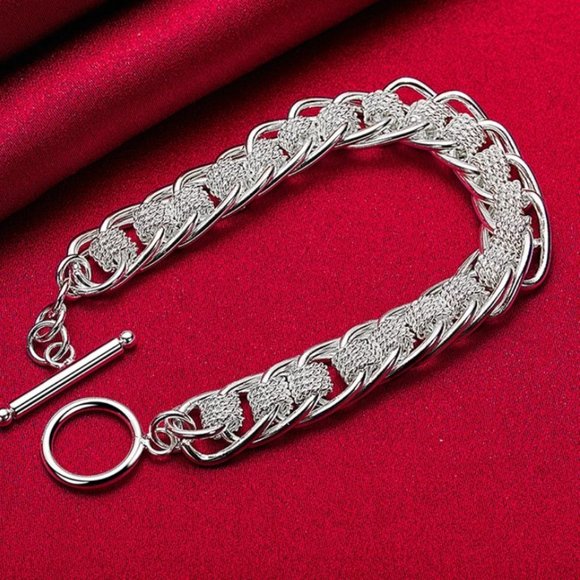 💎 Luxury Bracelet 925 Sterling Silver Charm Chain Bracelet Bangles Classic - Picture 3 of 5